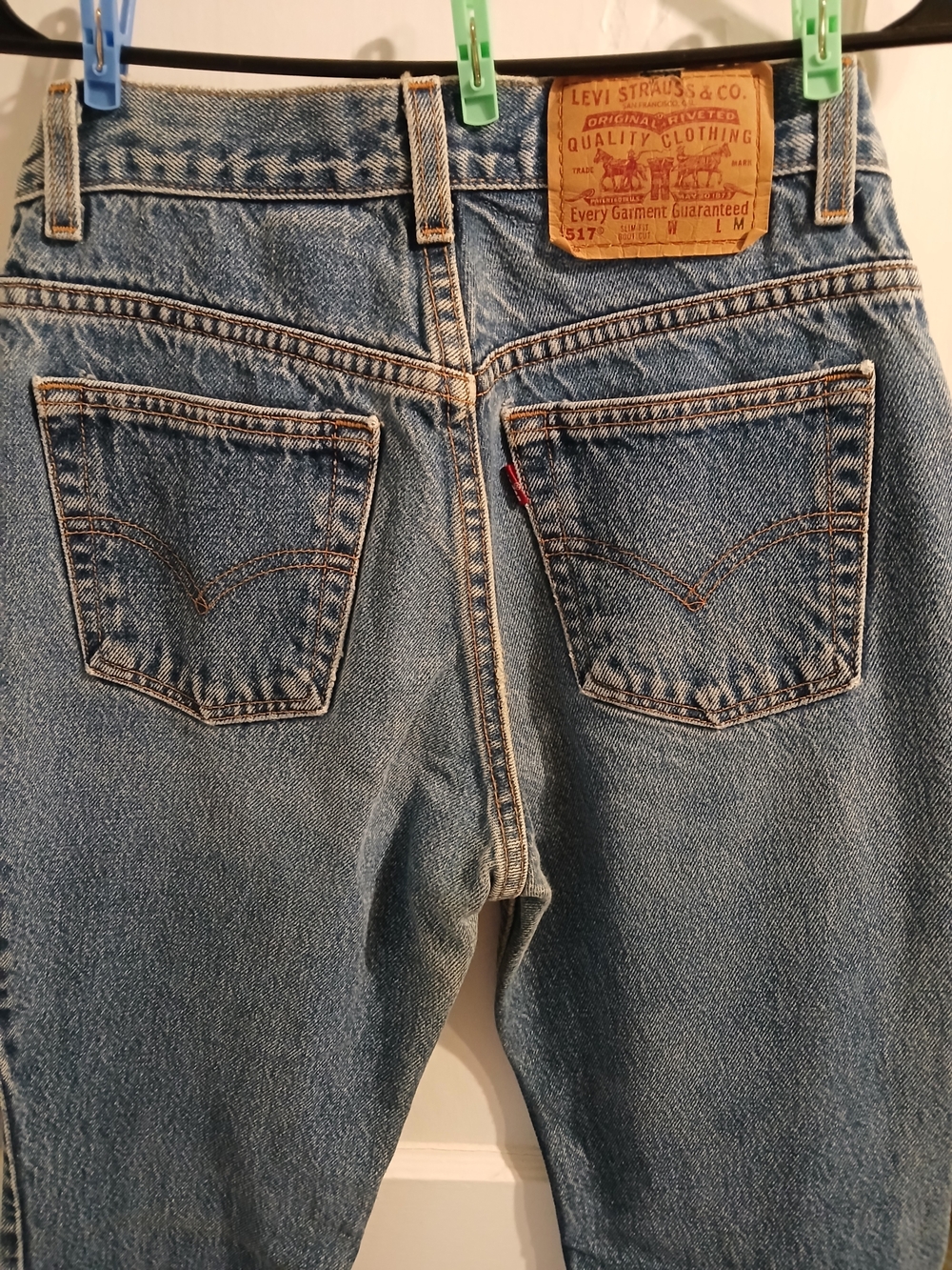 Levi's 517 Slim Fit 7 Juniors Boot Cut Jeans-Blue with Orange Stitching Vintage - Picture 6 of 16